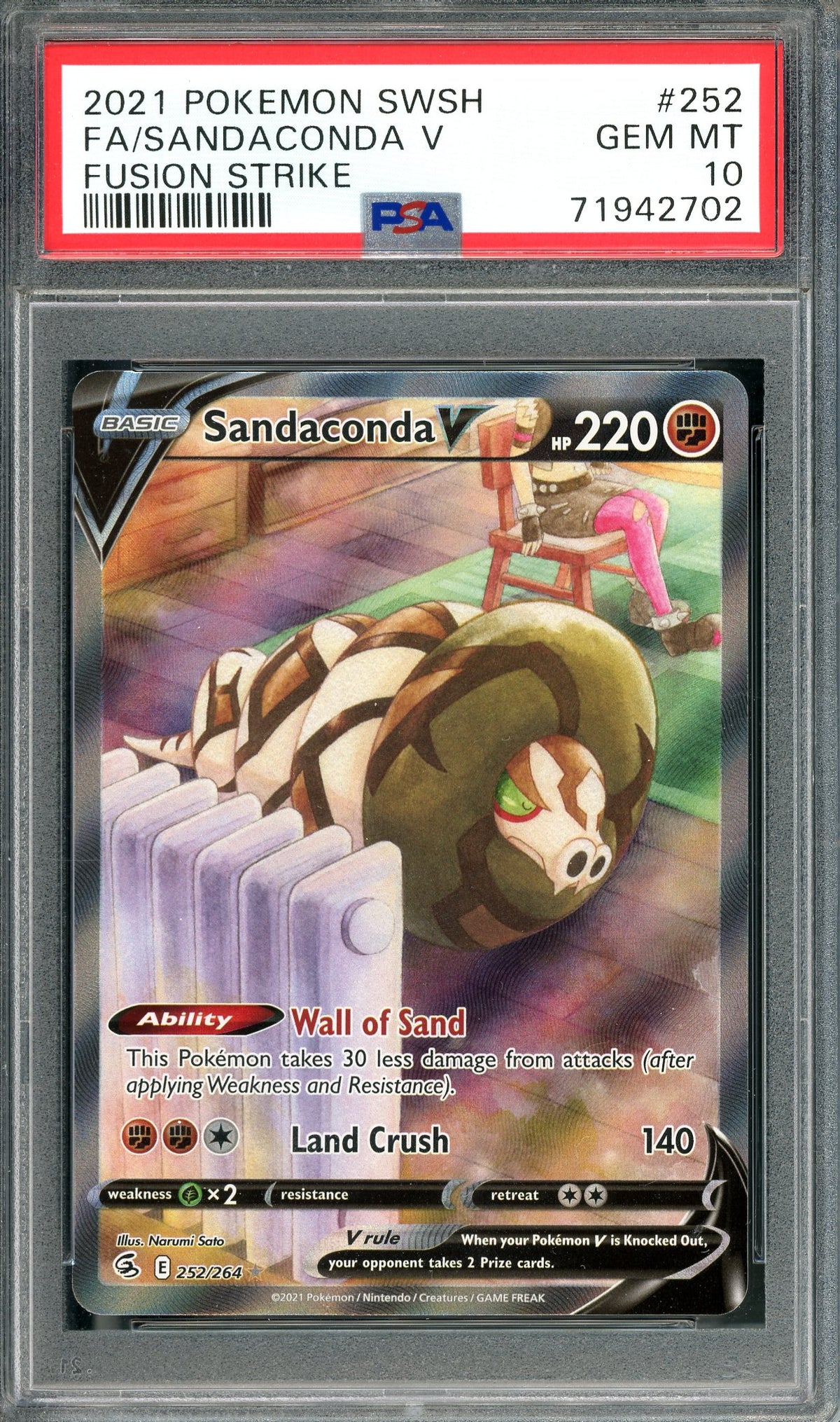 PSA 10 Sandaconda V (252/264)[Pokemon Sword & Shield: Fusion Strike]