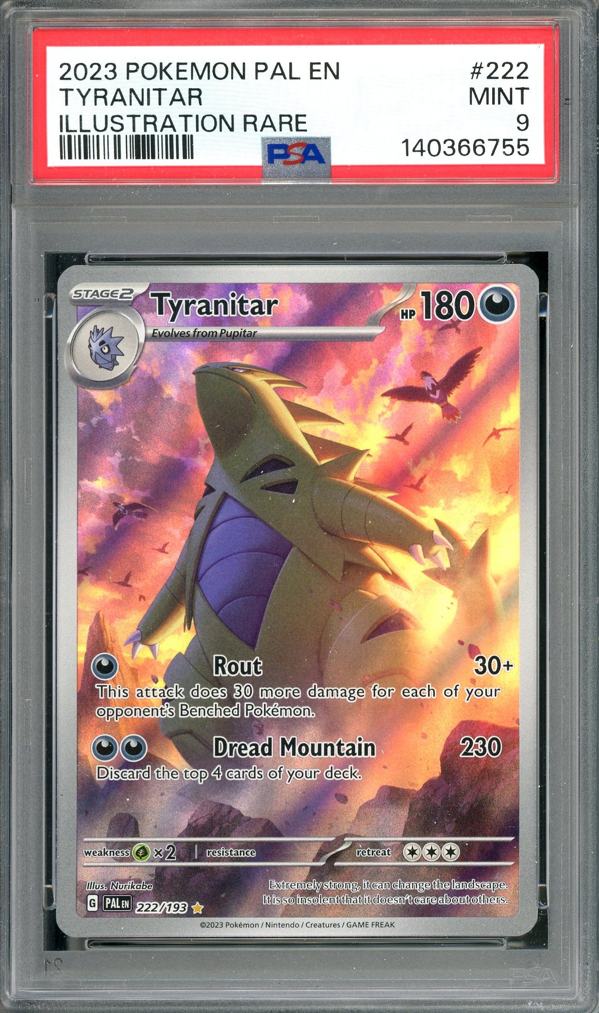 PSA 9 Tyranitar - Illustration Rare (222/193) [Paldea Evolved]