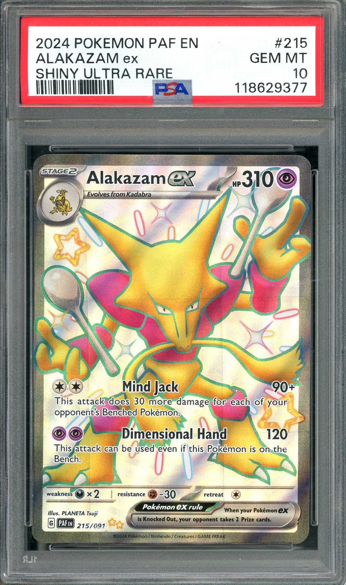 PSA 10 Alakazam ex 215/091 Shiny Ultra Rare [Pokemon Scarlet & Violet: Paldean Fates]
