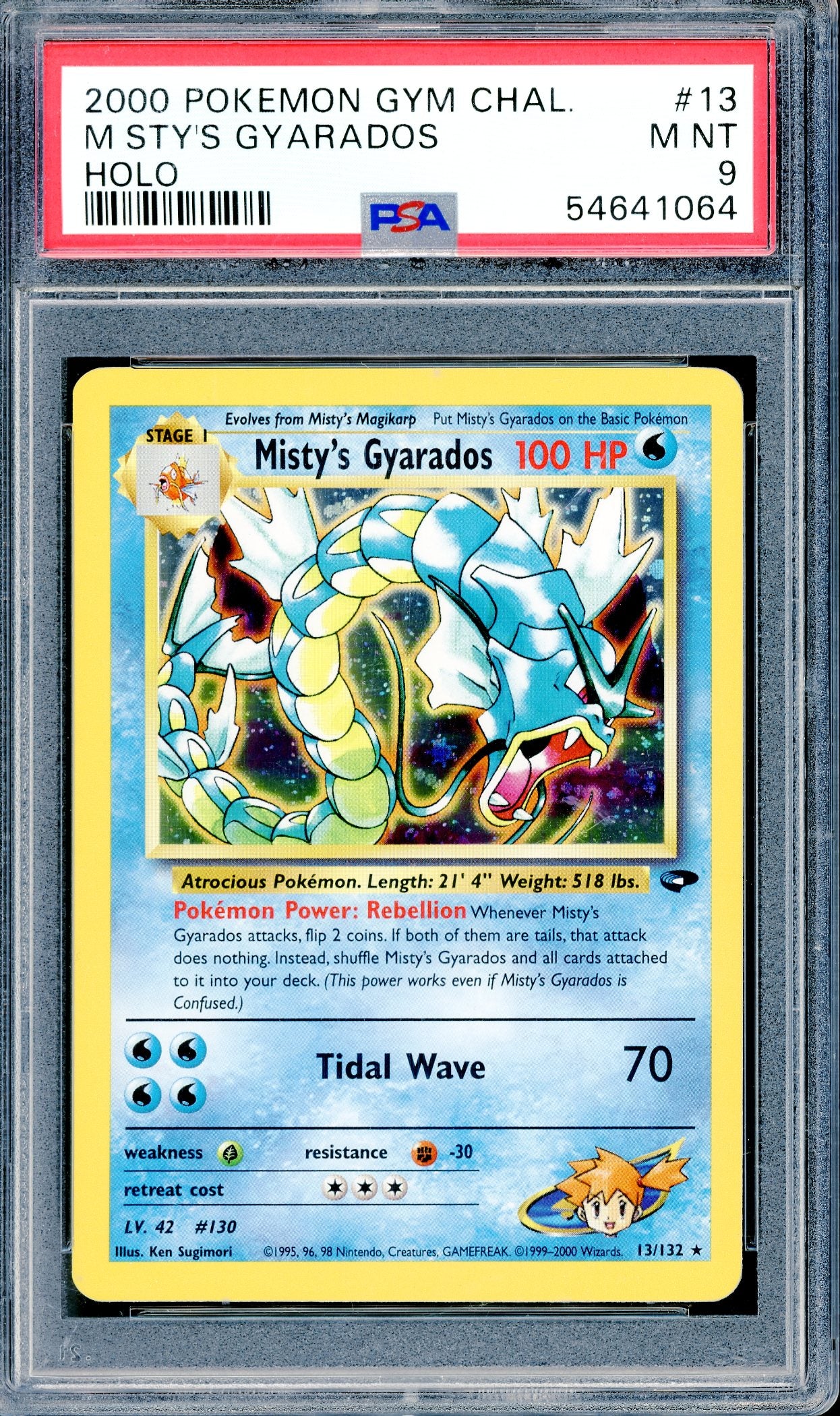 PSA 9 Misty's Gyarados Holo (13/132) [Pokemon Gym Challenge]