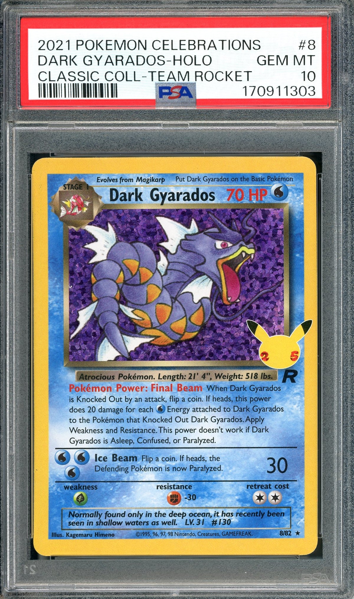 PSA 10 Dark Gyarados (8/82) Classic Colleciton [Pokemon Celebrations: Classic Collection]