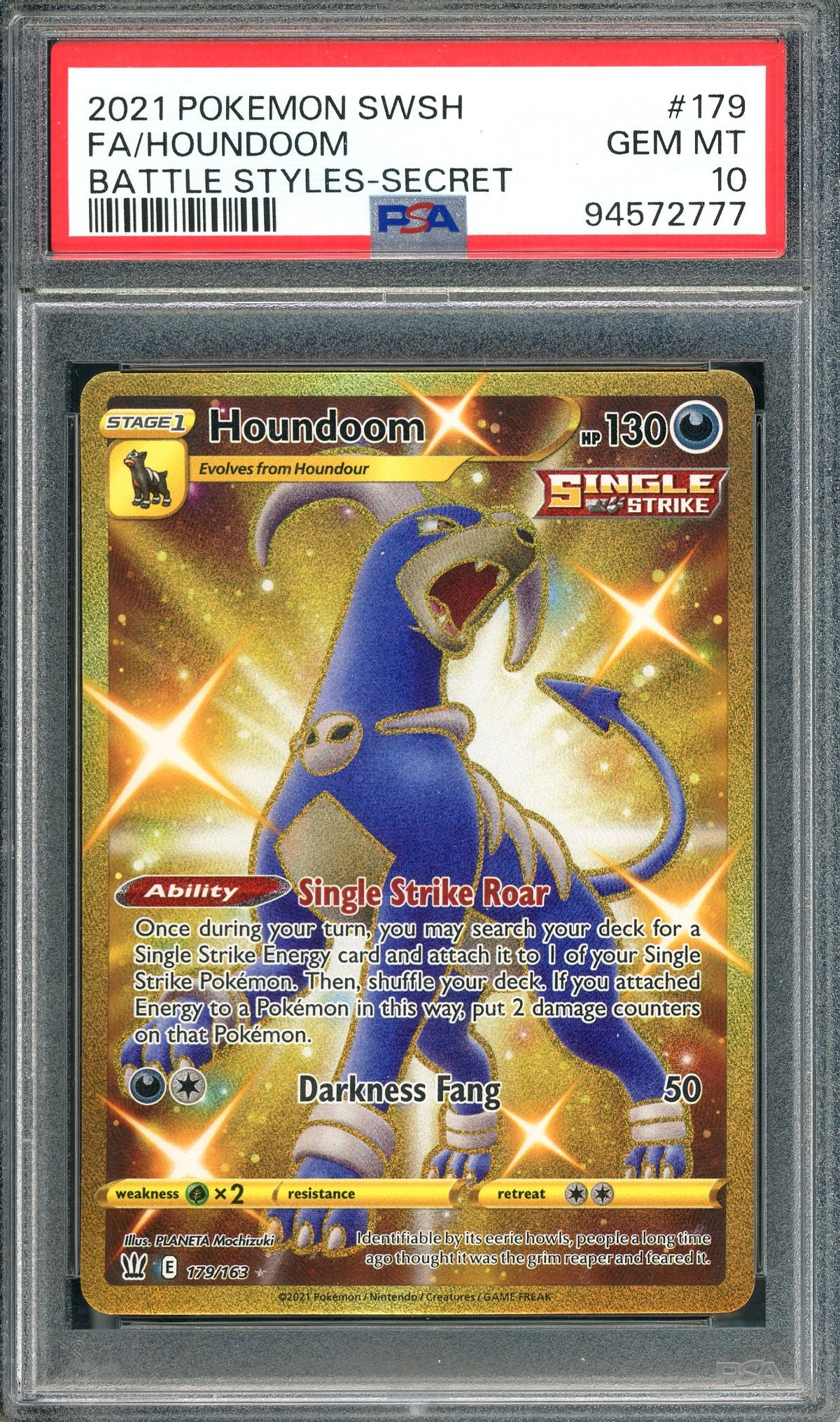 PSA 10 Houndoom (179/163) Secret Rare [Pokemon SWSH: Battle Styles]
