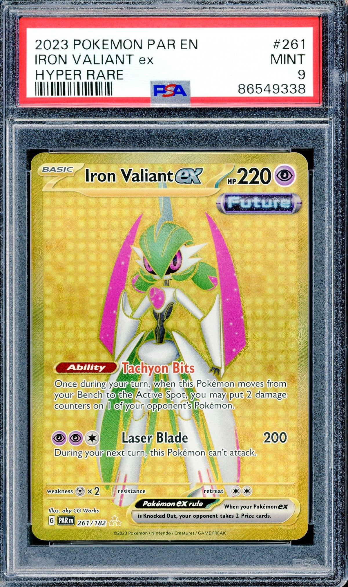 PSA 9 Iron Valiant ex Hyper Rare (261/182) [Paradox Rift]
