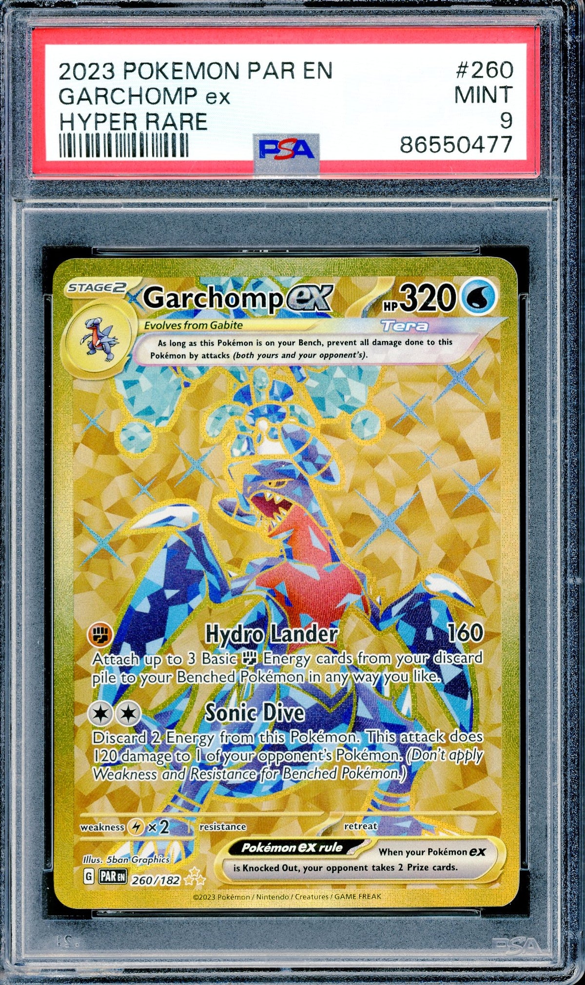 PSA 9 Garchomp ex Hyper Rare (260/182) [Paradox Rift]