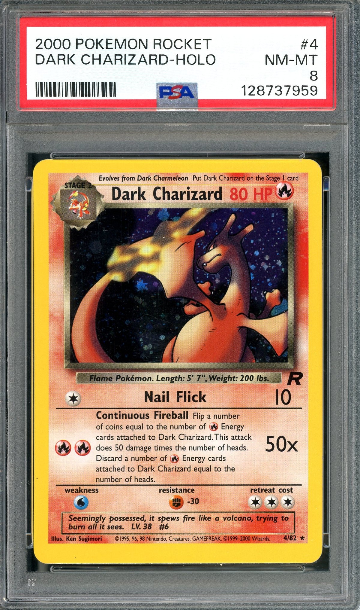 PSA 8 Dark Charizard (4/82) Holo [Pokemon Team Rocket Unlimited]