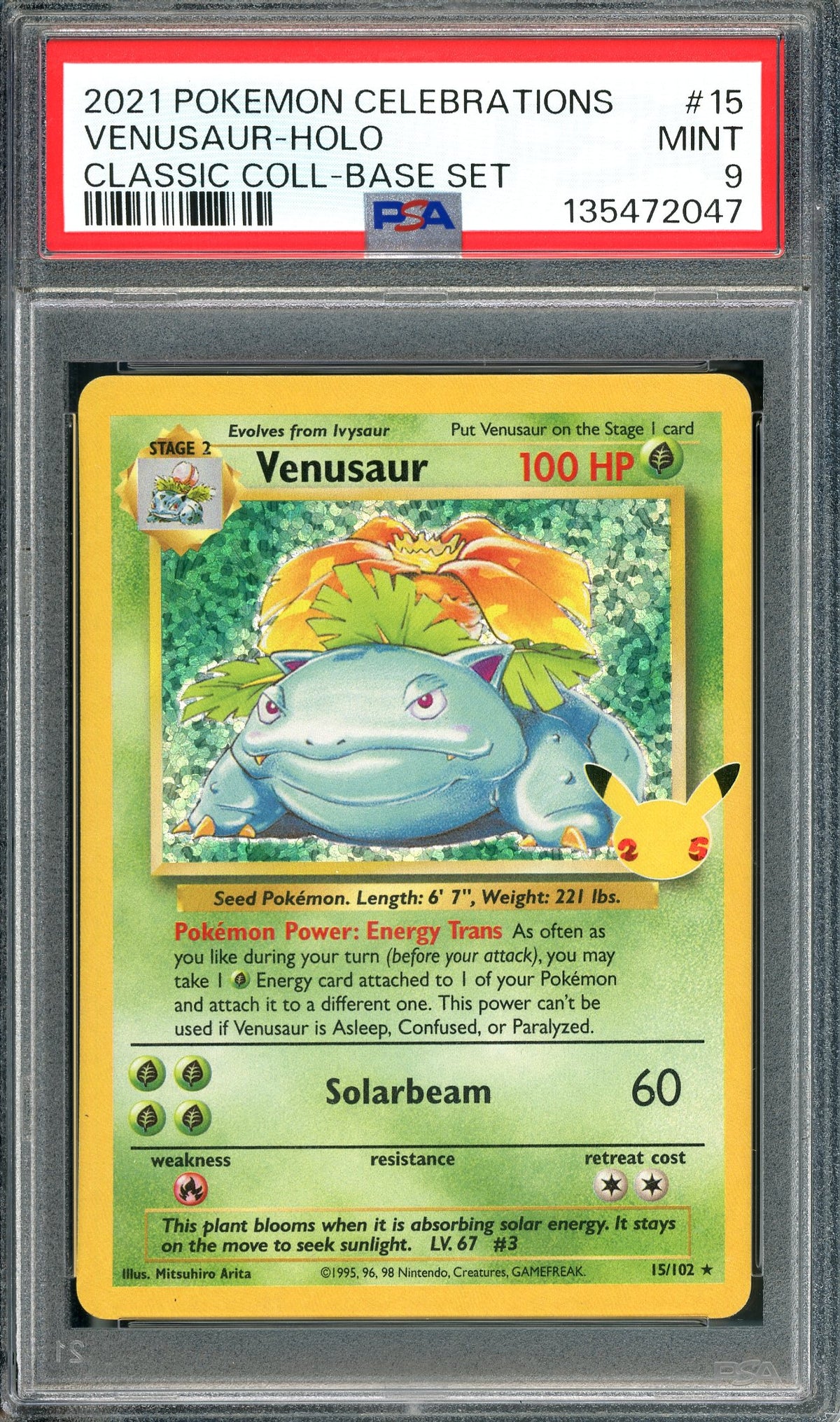 PSA 9 Venusaur (15/102) [Pokemon Celebrations: Classic Collection]