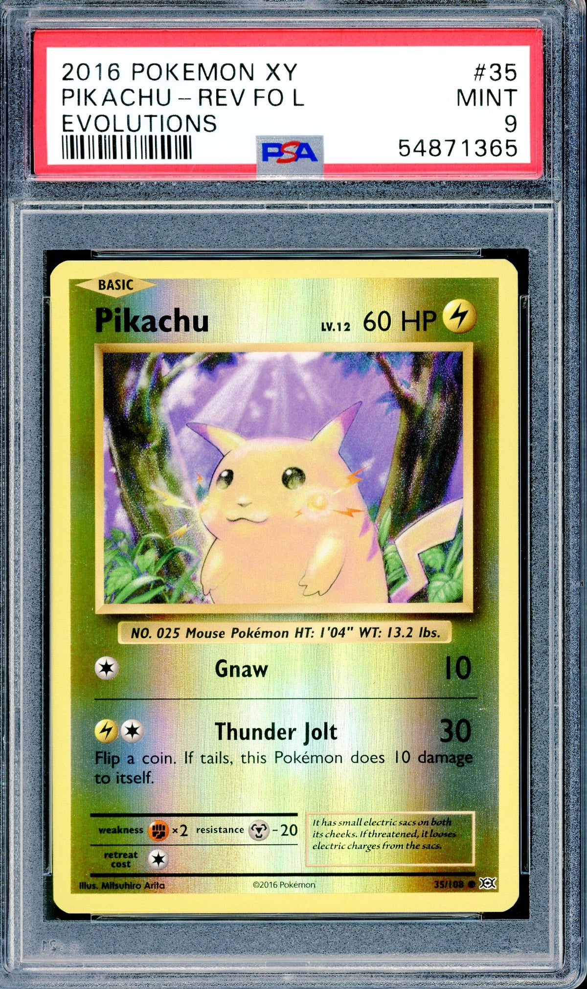 PSA 9 Pikachu Reverse Foil (35/108) [Pokemon XY Evolutions]