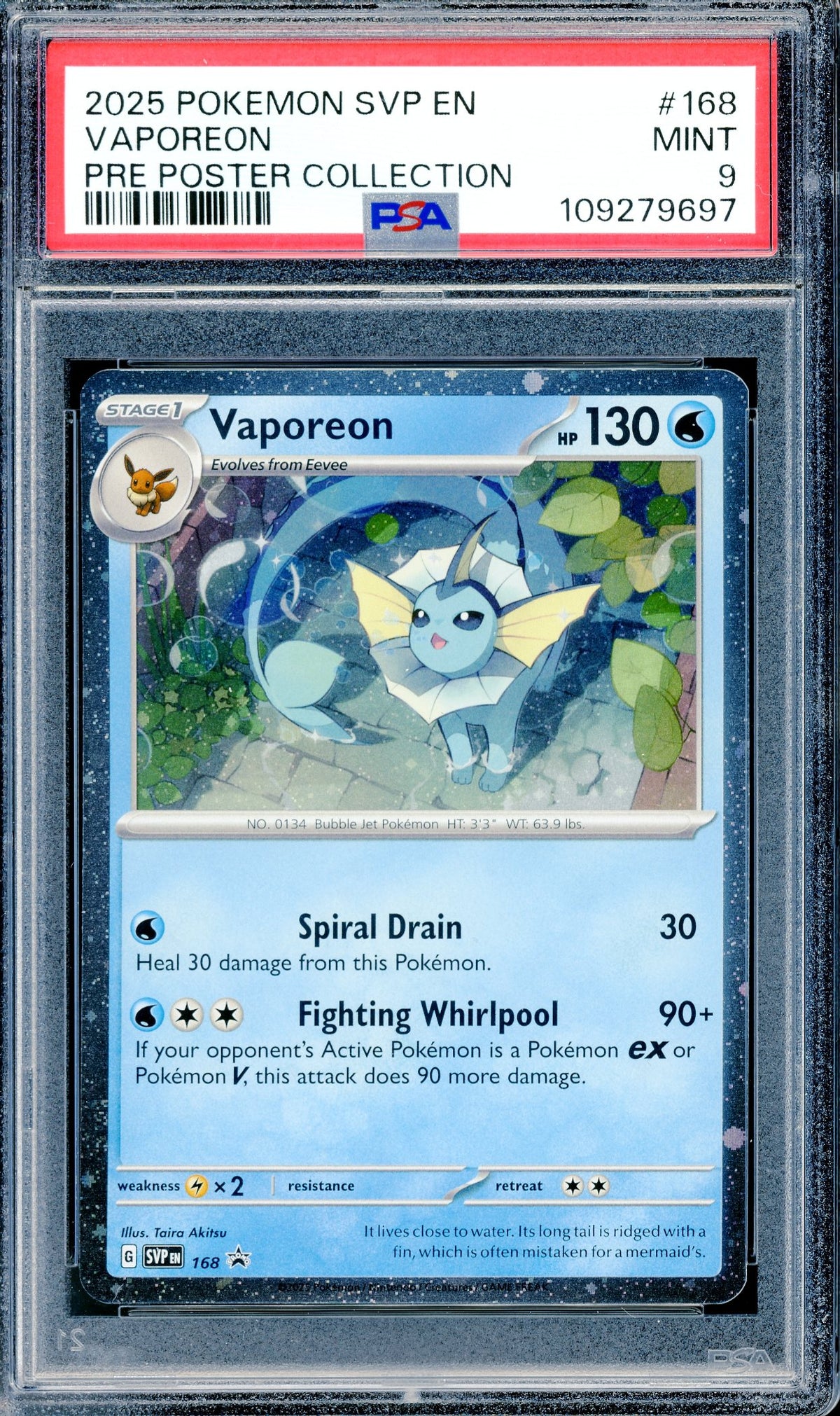 PSA 9 Vaporeon (168) [Prismatic Evolution Poster Collection]