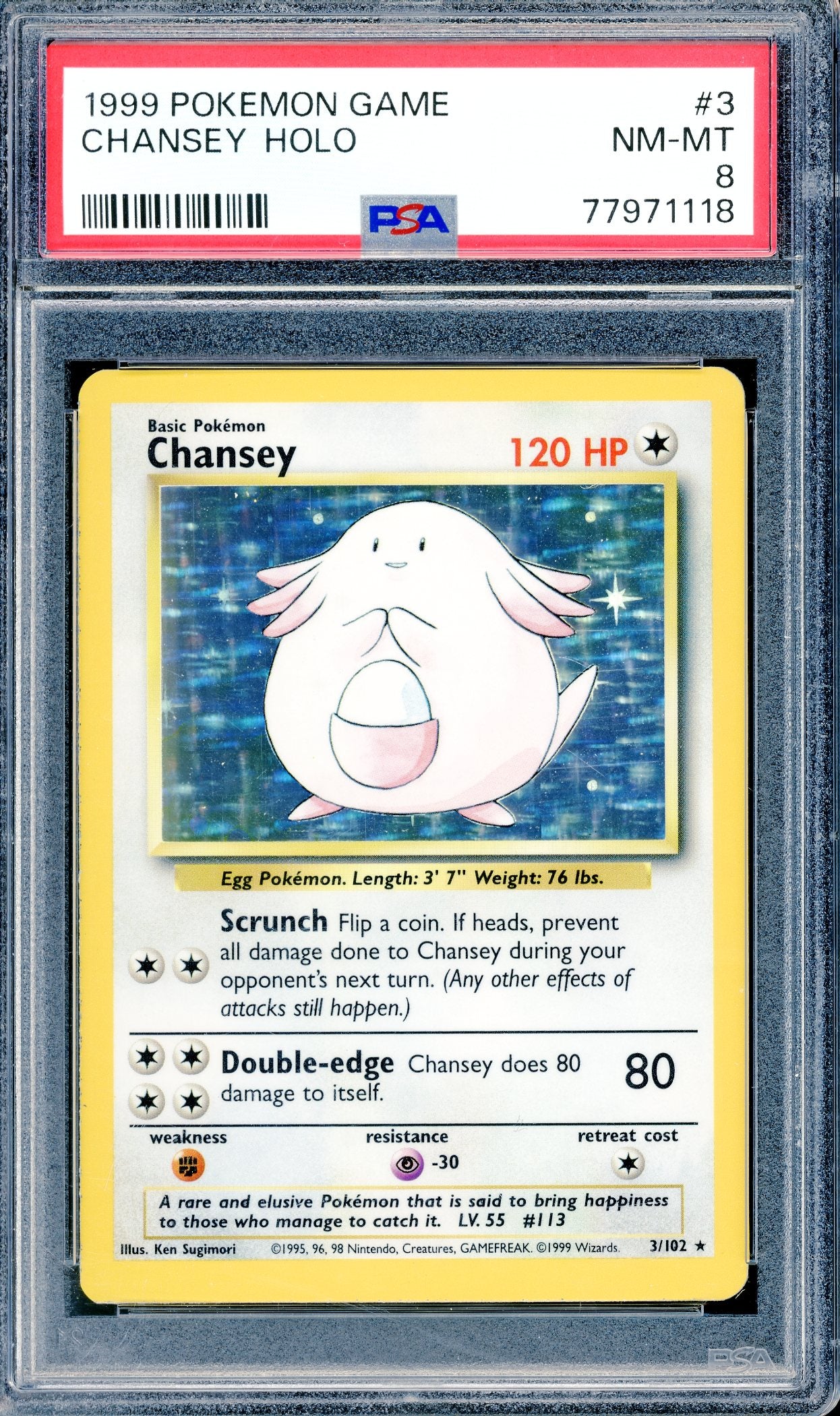 PSA 8 Chansey Holo (3/102) [Pokemon Base Set]
