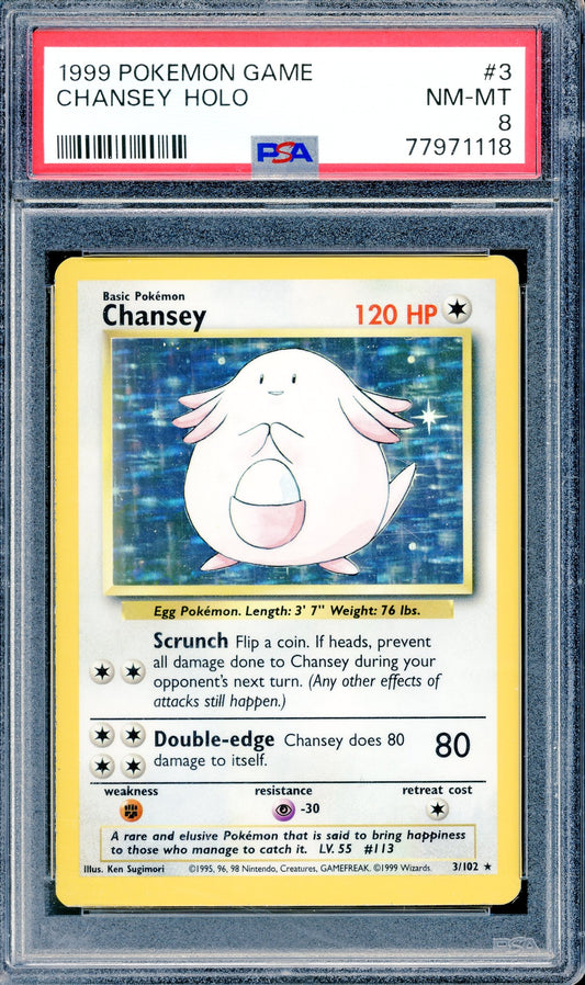 PSA 8 Chansey Holo (3/102) [Pokemon Base Set]