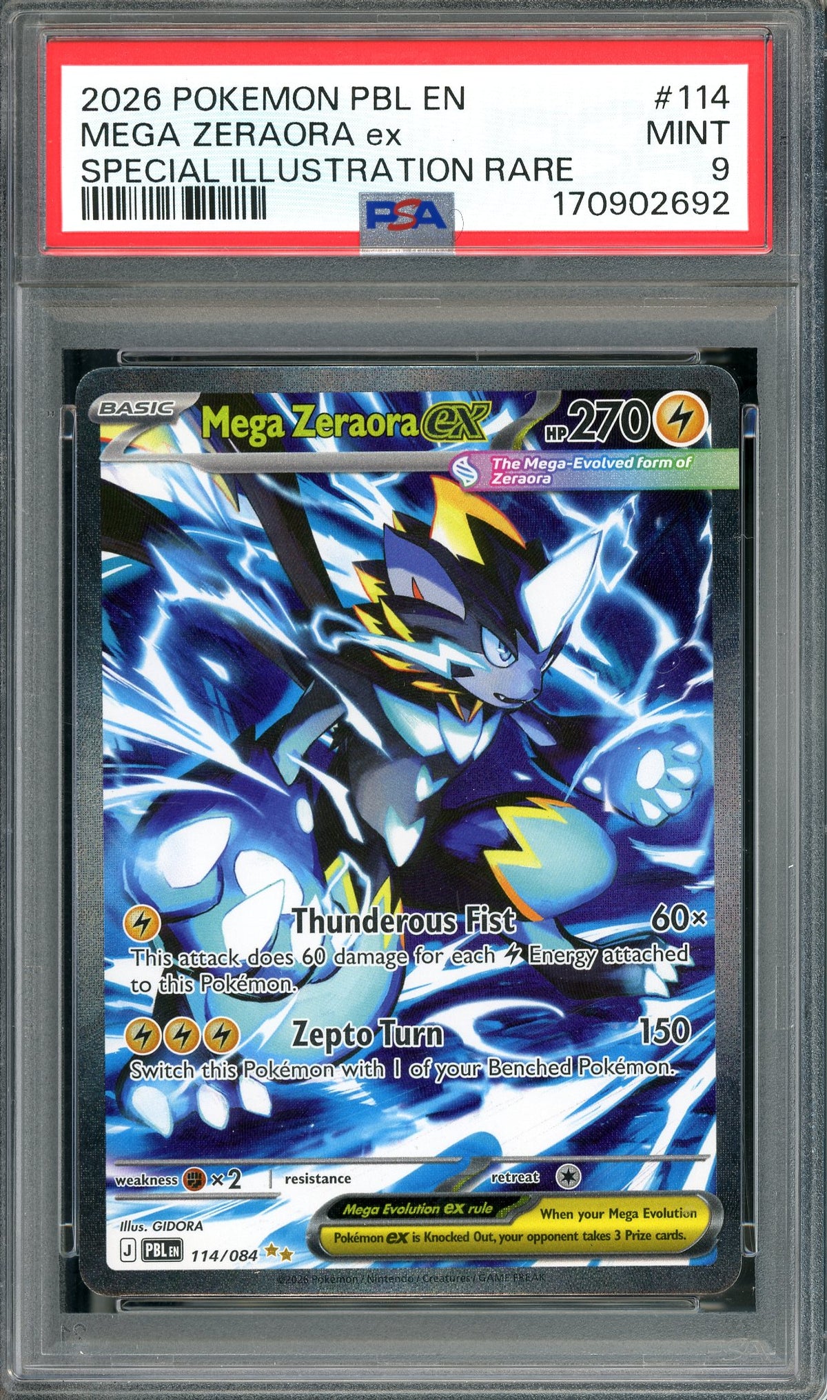 PSA 9 Mega Zeraora ex (114/084) SIR [Pokemon Mega Evolution: Pitch Black]