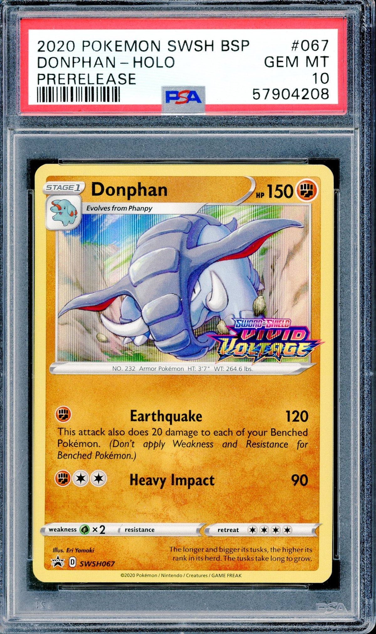 PSA 10 Donphan Holo (SWSH067) [Pokemon Promo]