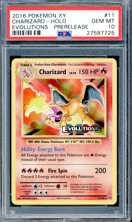 PSA 10 Charizard Holo (11/108) [Pokemon XY Evolutions - Prerelease]