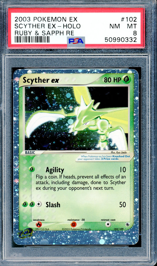 PSA 8 Scyther  EX Holo (102/109) [Pokemon EX Ruby & Sapphire]