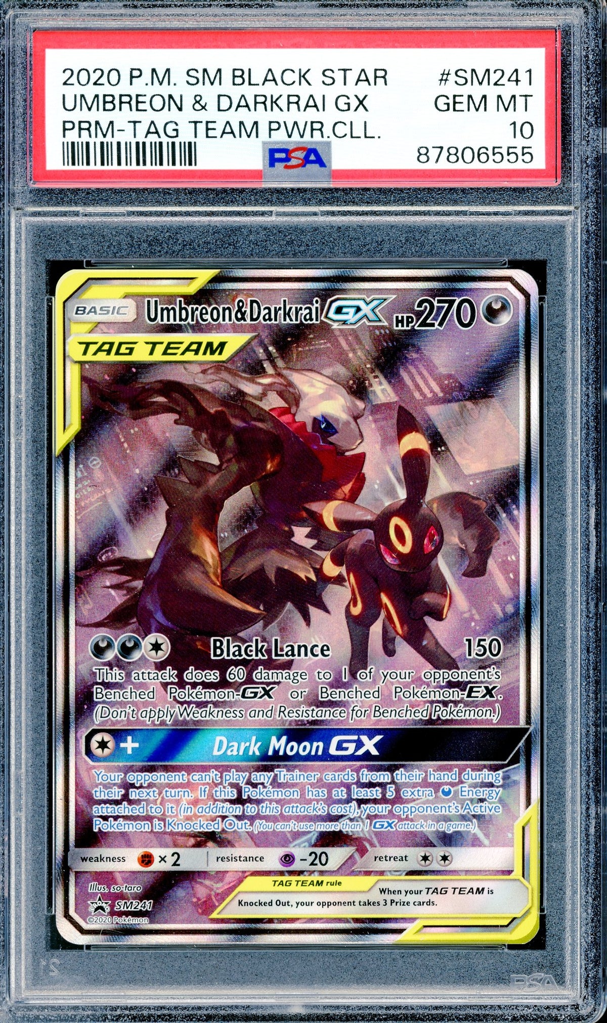PSA 10 Umbreon & Darkrai GX (SM241) [Sun & Moon Black Star Promo]