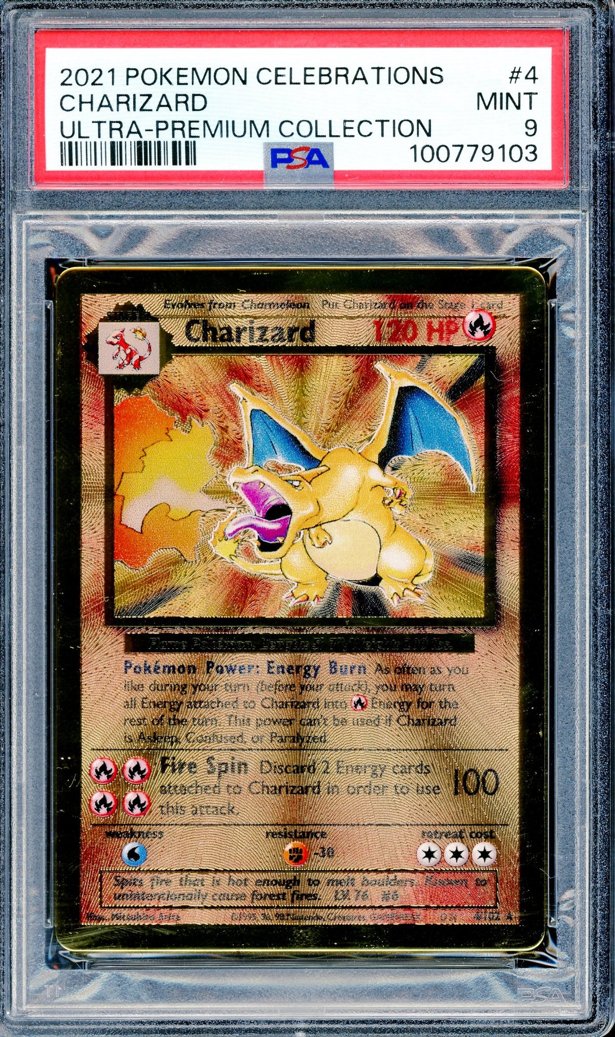 PSA 9 Charizard Metal Card (4/102) [Pokemon Celebrations Ultra Premium Collection]