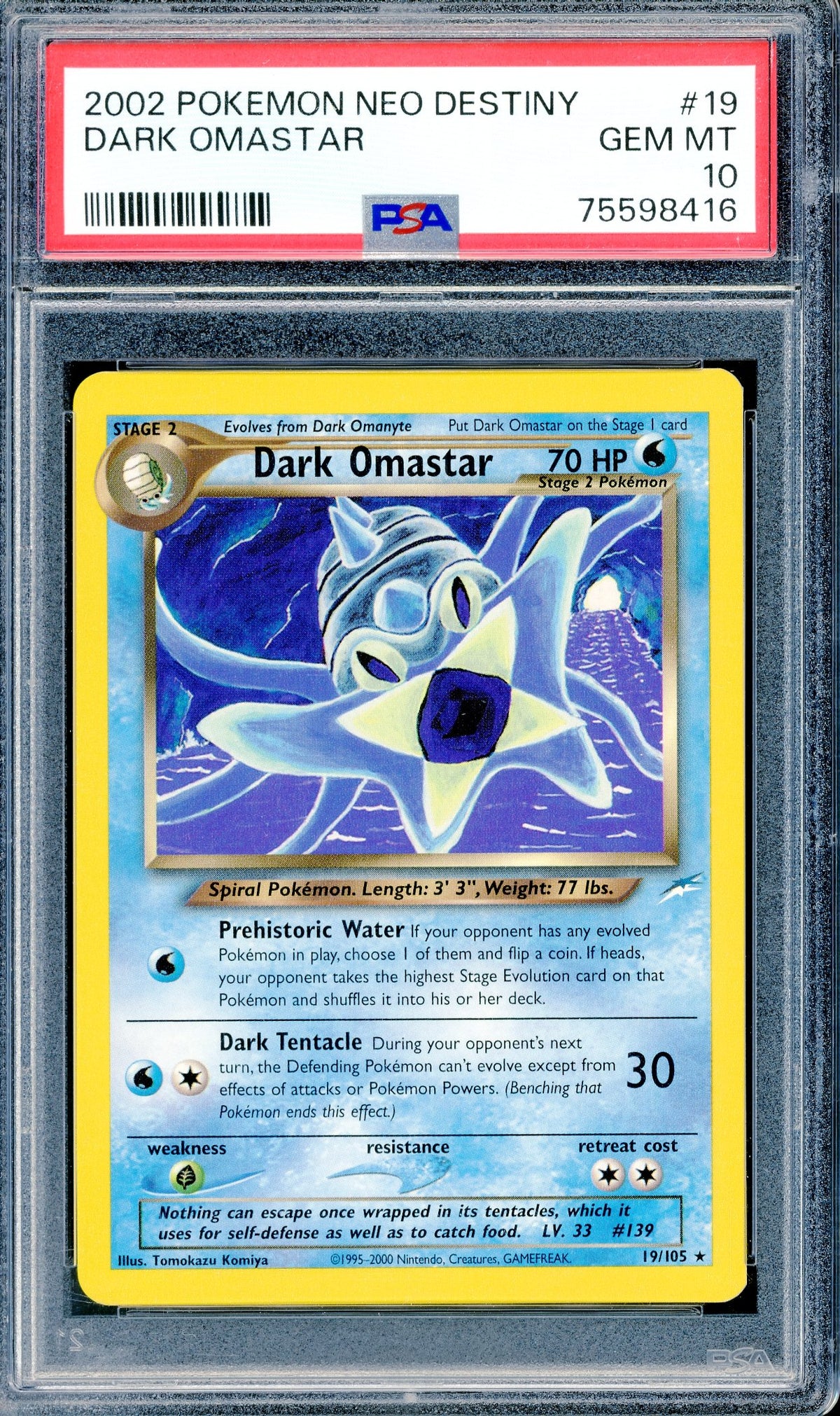PSA 10 Dark Omastar (19/105) [Pokemon Neo Destiny]