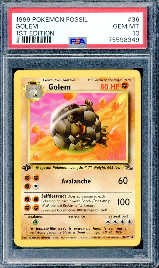 PSA 10 Golem (36/162) [Pokemon Fossil 1st Edition]