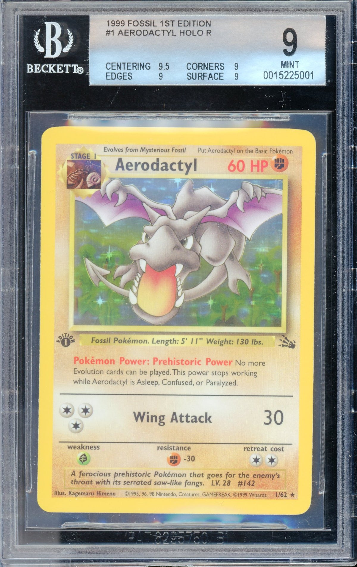 BGS 9 Aerodactyl (1/62) [Fossil 1st Edition]