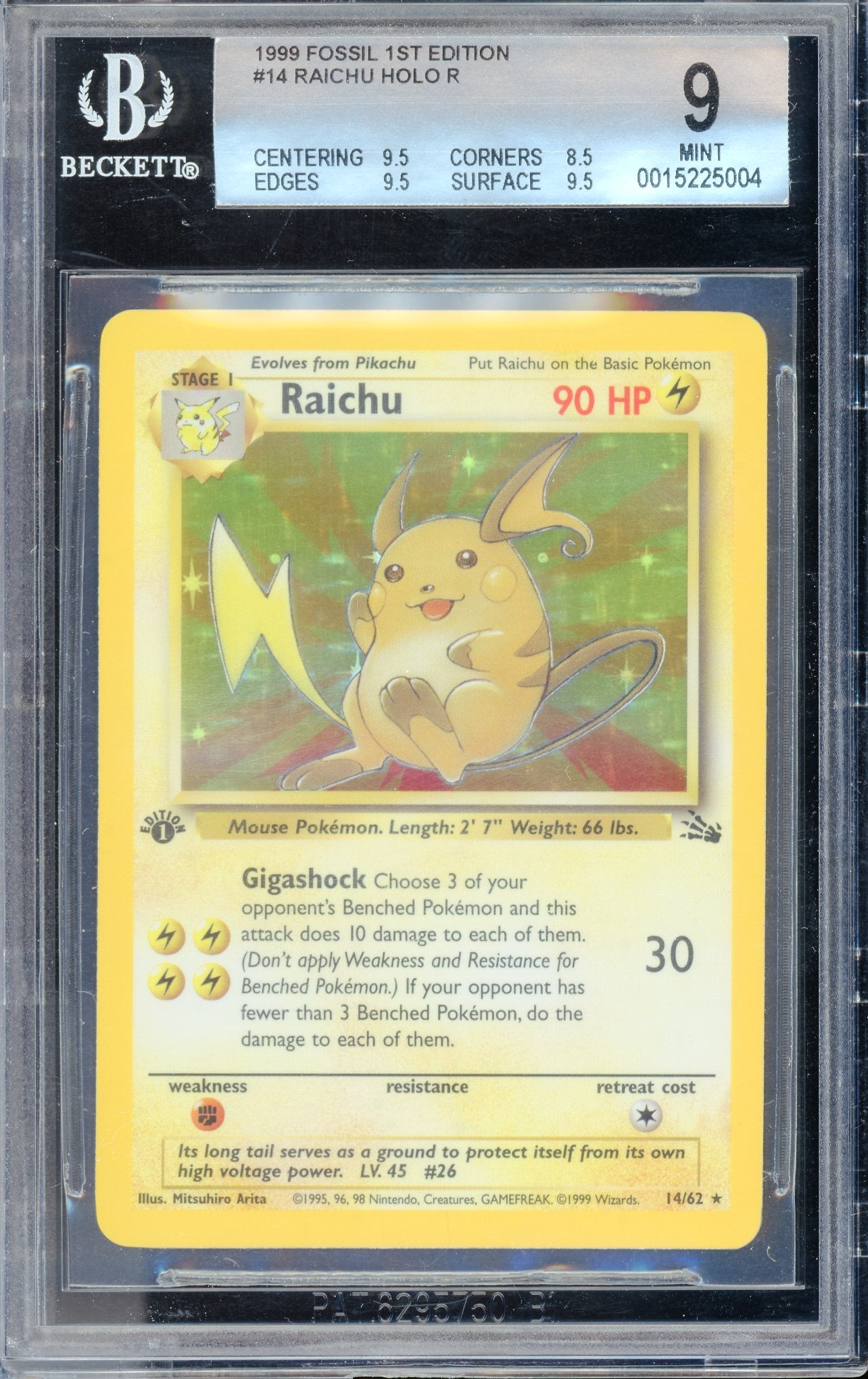 BGS 9 Raichu (14/62) [Fossil 1st Edition]