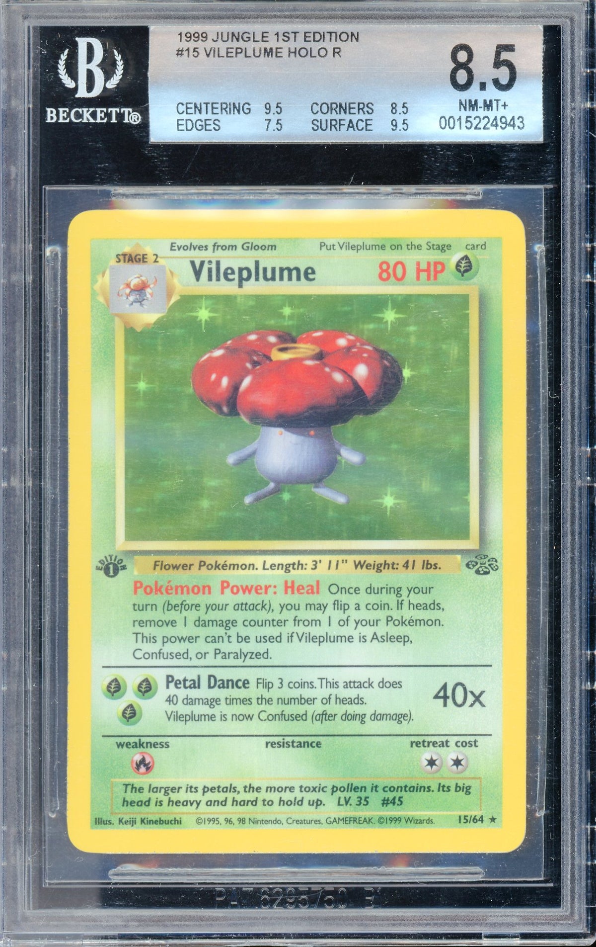 BGS 8.5 Vileplume Holo (15/64) [Jungle 1st Edition]