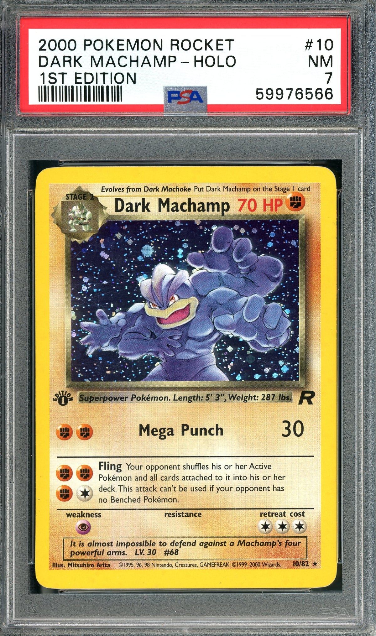 PSA 7 Dark Machamp Holo (10/82) [Pokemon Team Rocket 1st Edition]