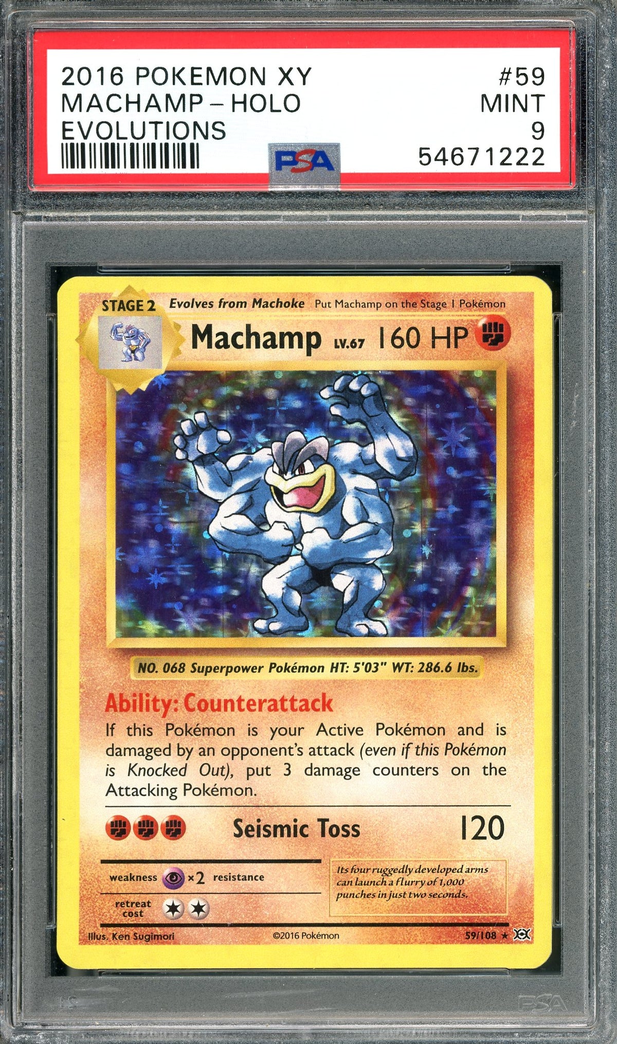 PSA 9 Machamp Holo (59/108) [Pokemon XY: Evolutions]