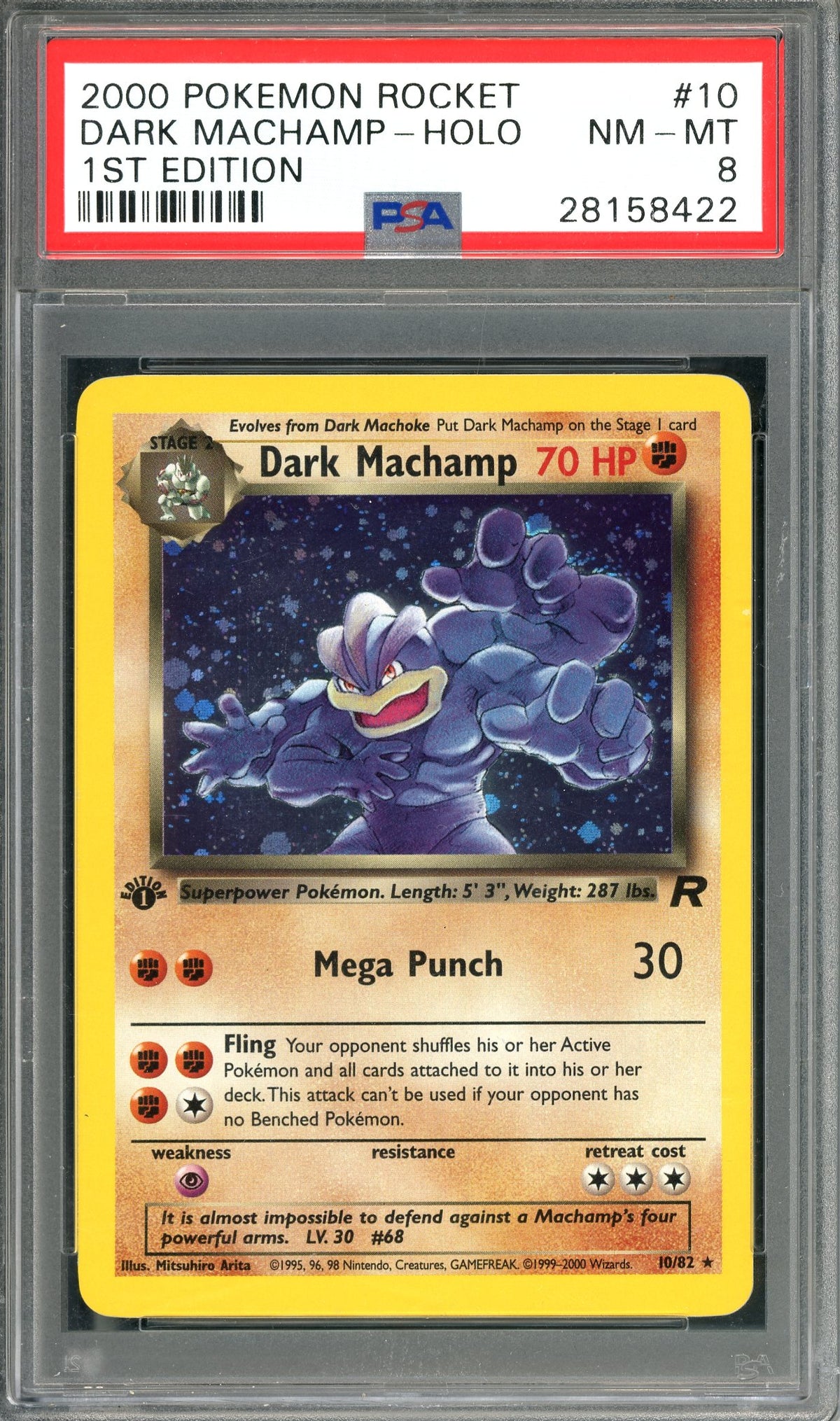 PSA 8 Dark Machamp Holo (10/82) [Pokemon Team Rocket 1st Edition]