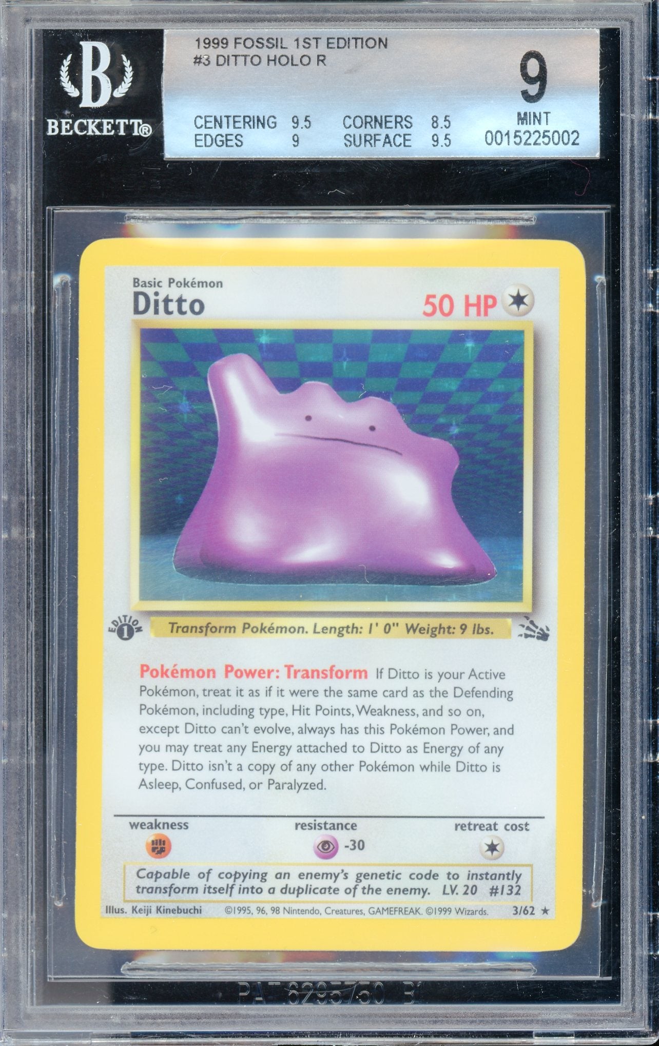 BGS 9 Ditto Holo R (3/62) [Fossil 1st Edition]