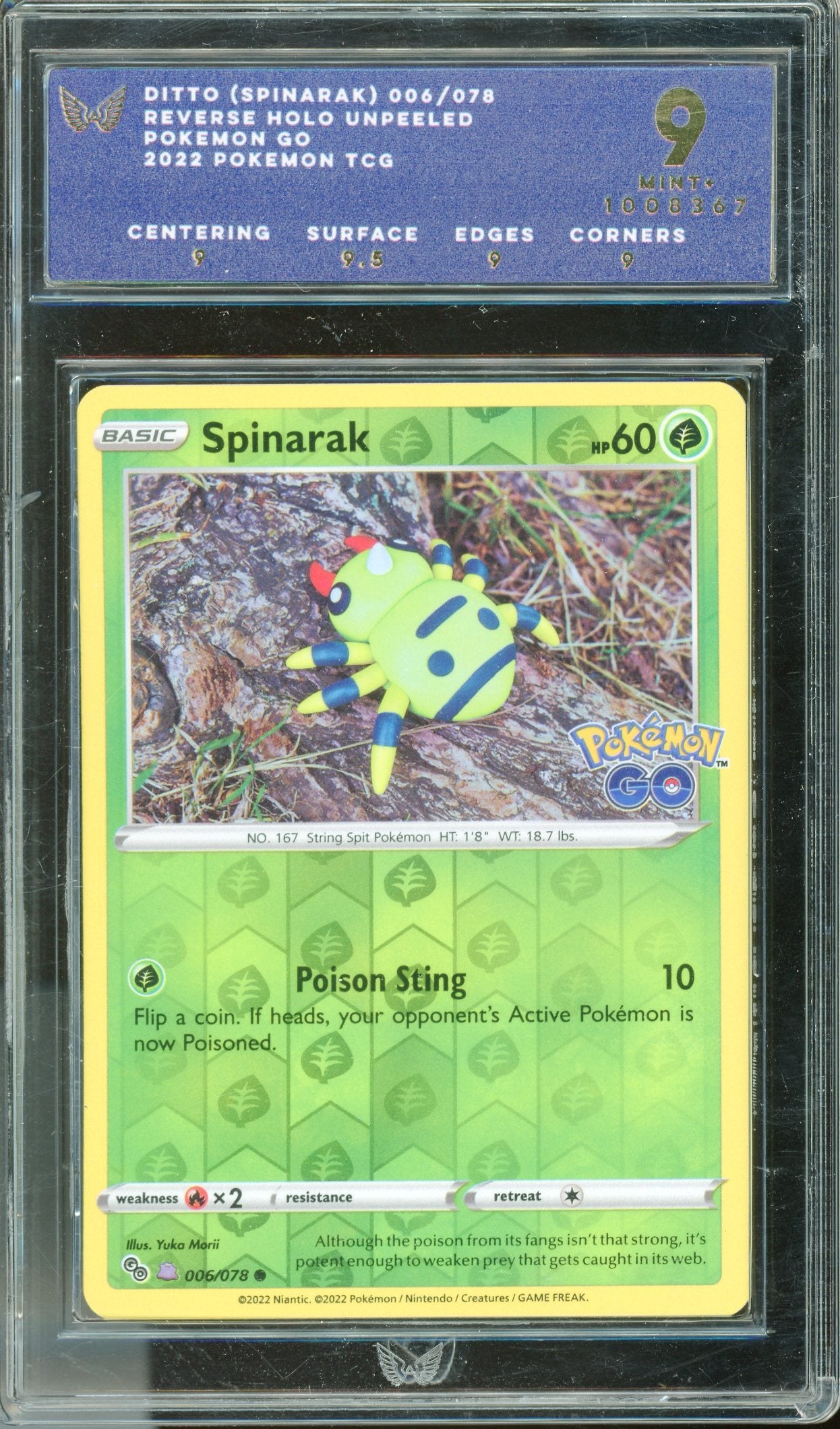 ARK 9 Spinarak (Ditto) Reverse Holo Unpeeled (006/078) [Pokemon GO]