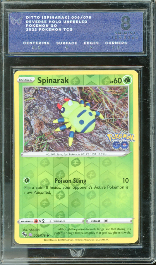 ARK 8 Spinarak (Ditto) Reverse Holo Unpeeled (006/078) [Pokemon GO]