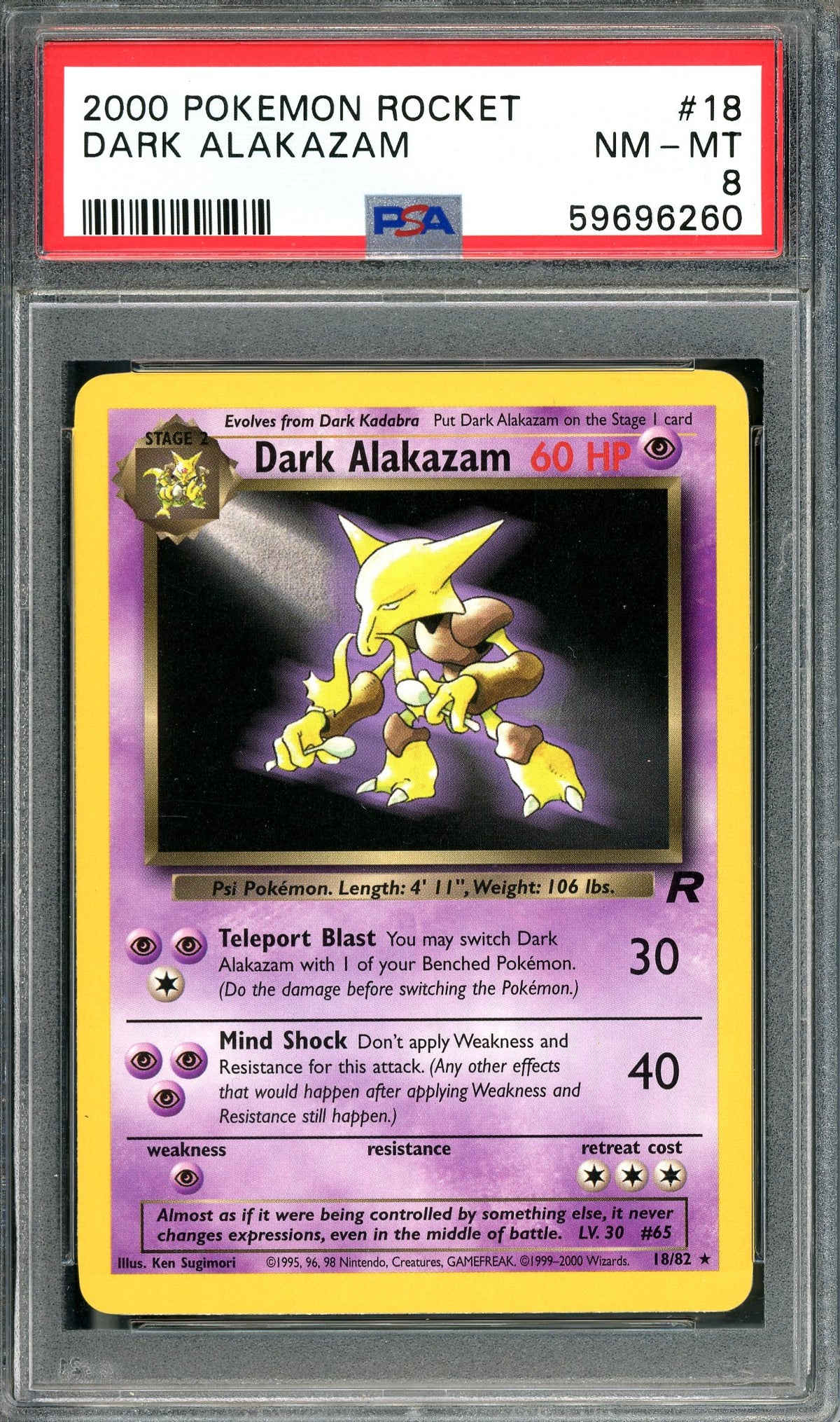 PSA 8 Dark Alakazam (18/82) [Pokemon Team Rocket Unlimited]
