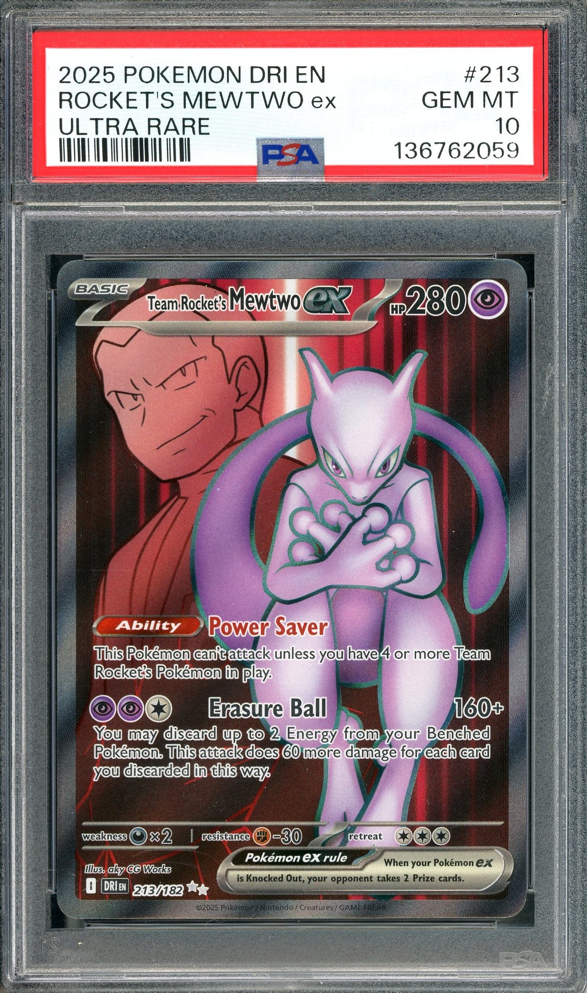 PSA 10 Team Rocket's Mewtwo ex (213/182) [Pokemon Scarlet & Violet: Destined Rivals]