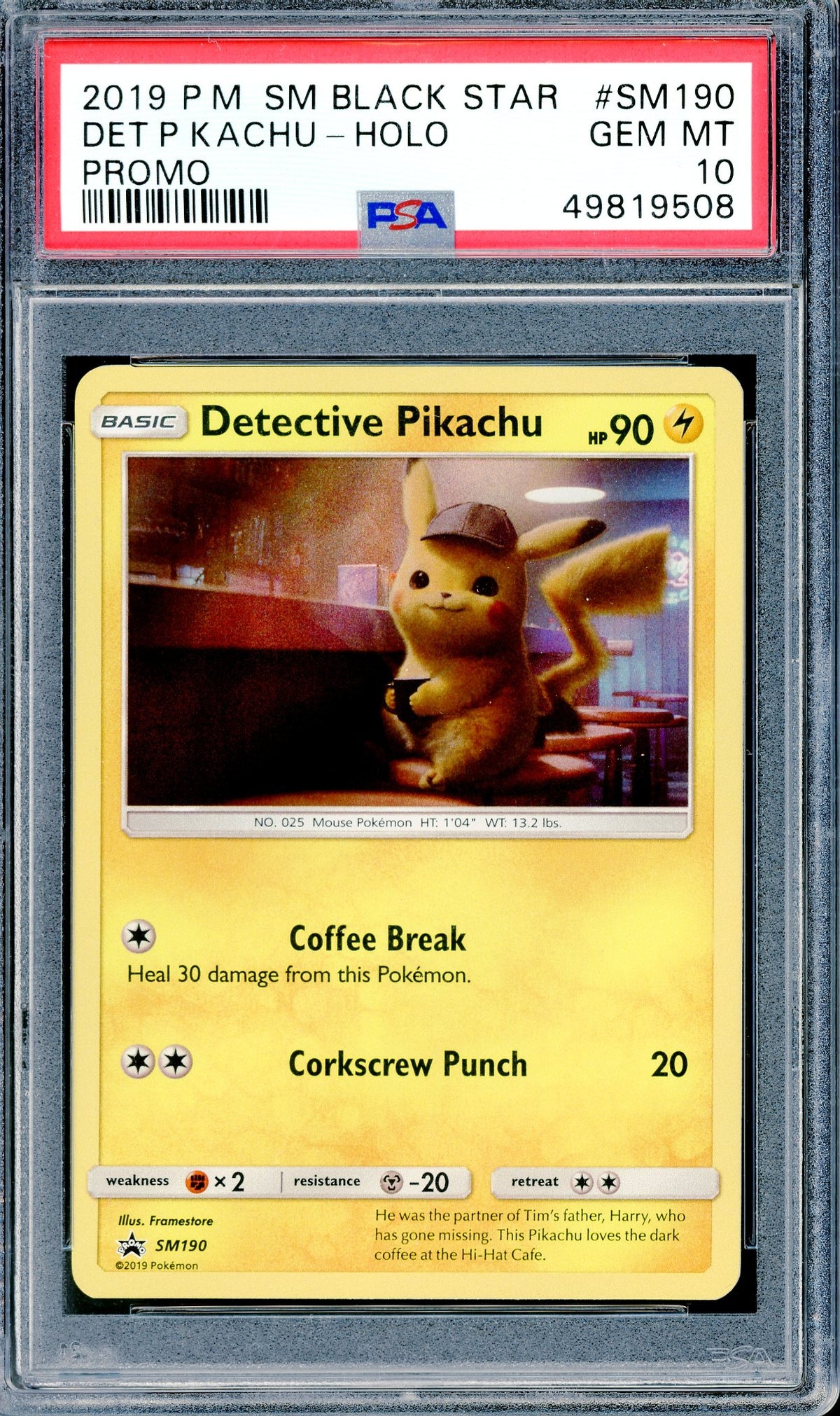 PSA 10 Detective Pikachu Holo (SM190) [Sun & Moon Black Star Promo]