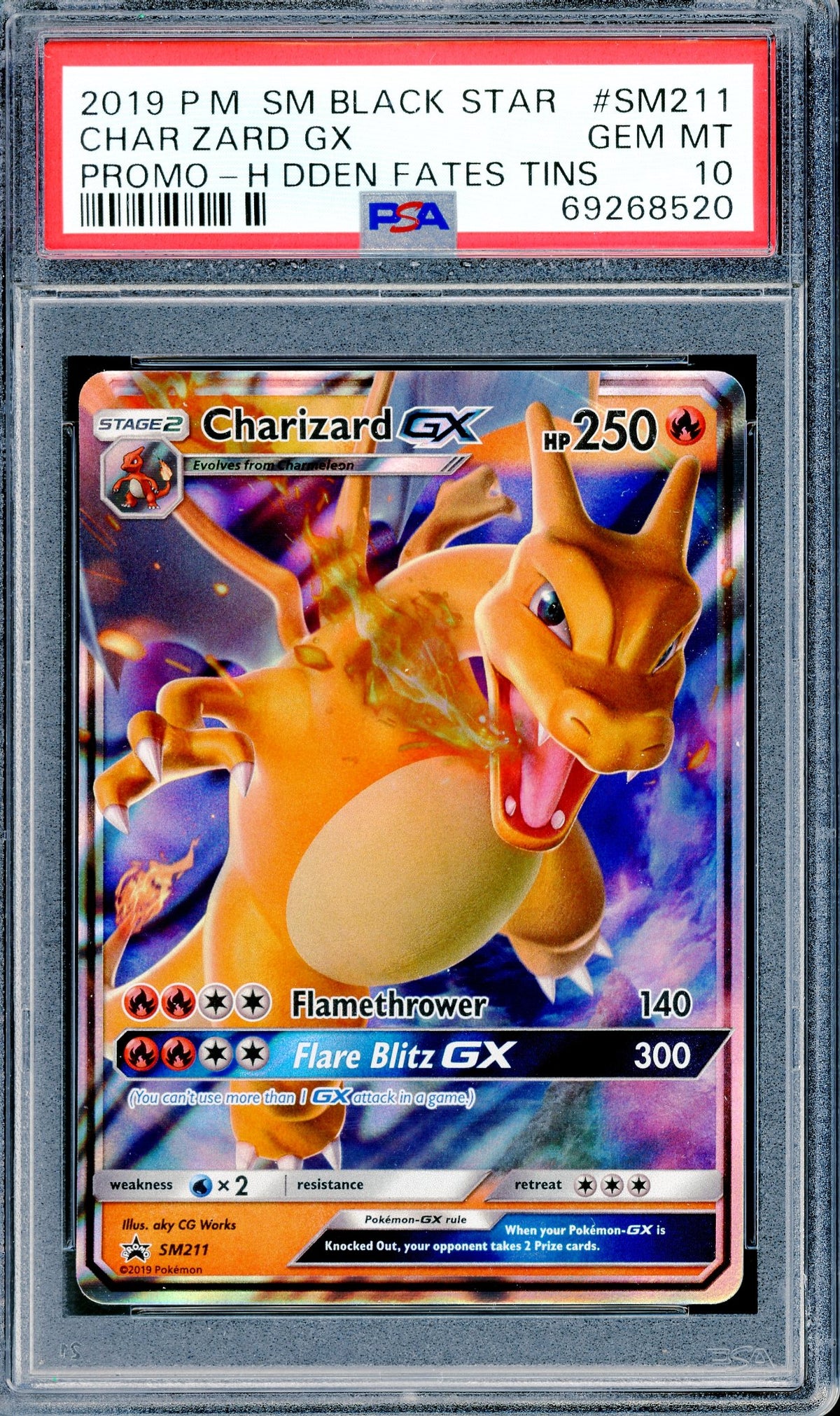 PSA 10 Charizard GX (SM211) [Hidden Fates Tins Promo]