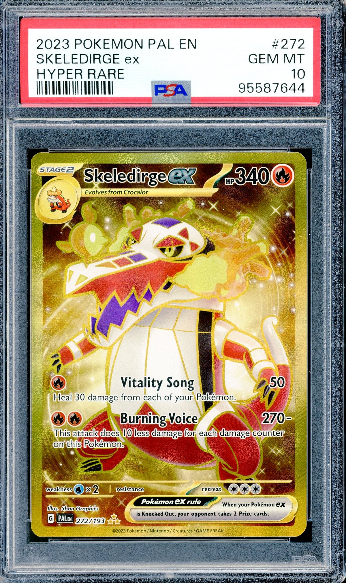PSA 10 Skeledirge ex Hyper Rare (272/193) [Paldea Evolved]