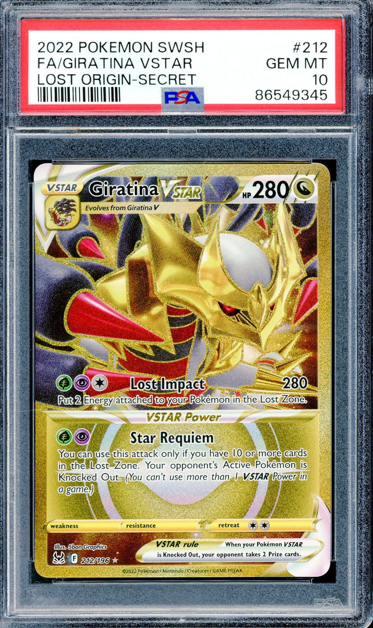 PSA 10 Giratina VSTAR (212/196) [Lost Origin]
