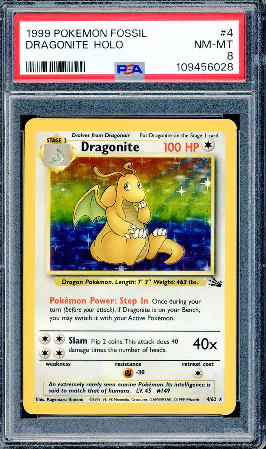 PSA 8 Dragonite Holo (4/62) [Pokemon Fossil]