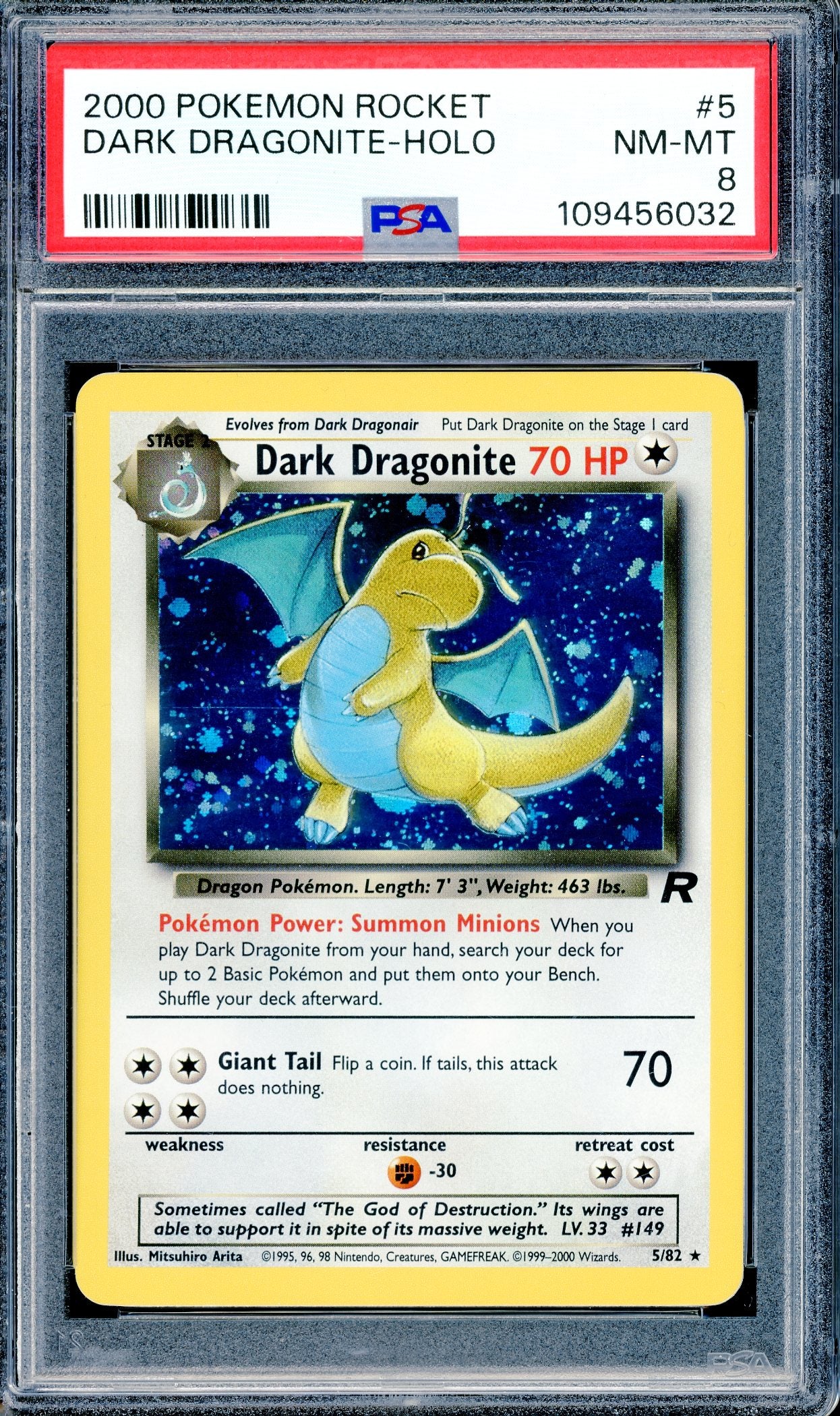 PSA 8 Dark Dragonite Holo (5/82) [Pokemon Rocket]
