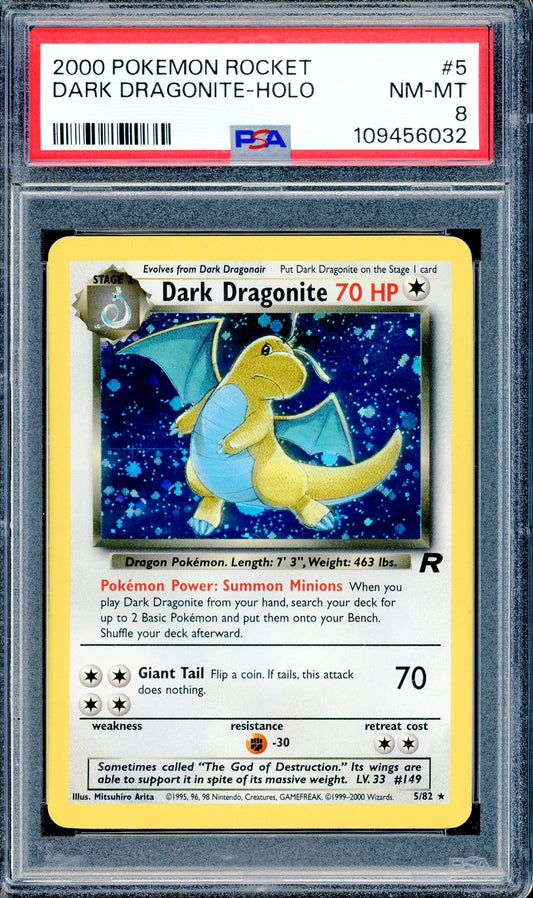 PSA 8 Dark Dragonite Holo (5/82) [Pokemon Rocket]