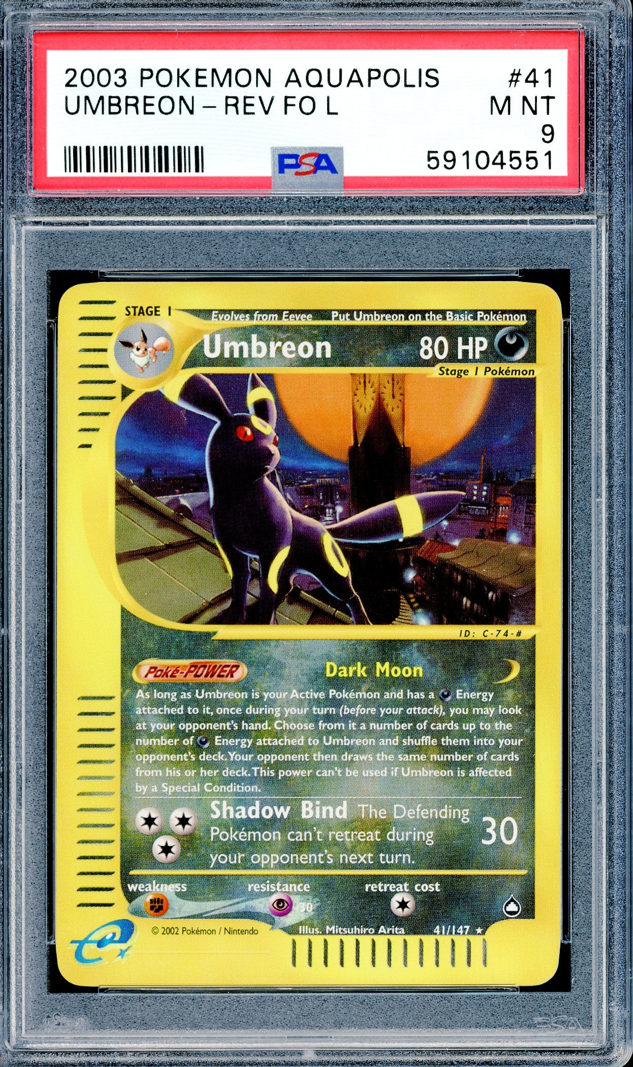 PSA 9 Umbreon Reverse Foil (41/147) [Pokemon Aquapolis]