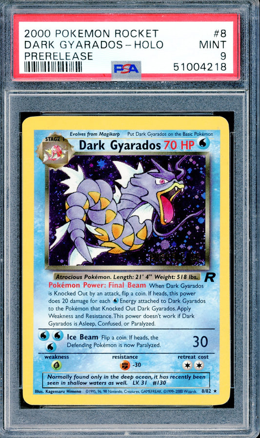 PSA 9 Dark Gyarados Holo - Prerelease (8/82) [Pokemon Rocket]