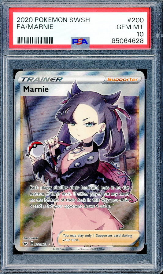 PSA 10 Marnie (200/202) [Pokemon Sword & Shield]
