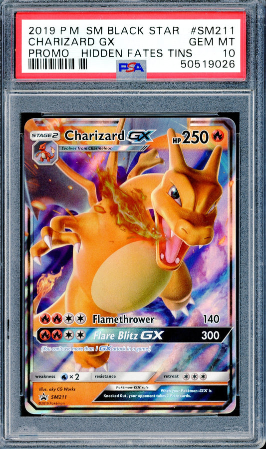 PSA 10 Charizard GX (SM211) [Pokemon Sun & Moon Black Star]