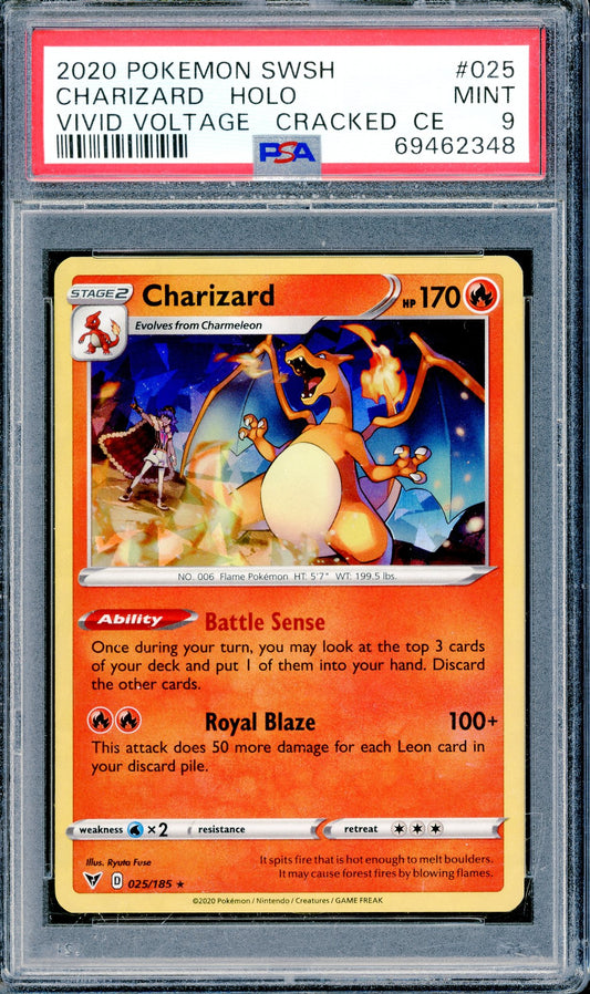 PSA 9 Charizard Holo (025/185) [Vivid Voltage - Cracked Ice]