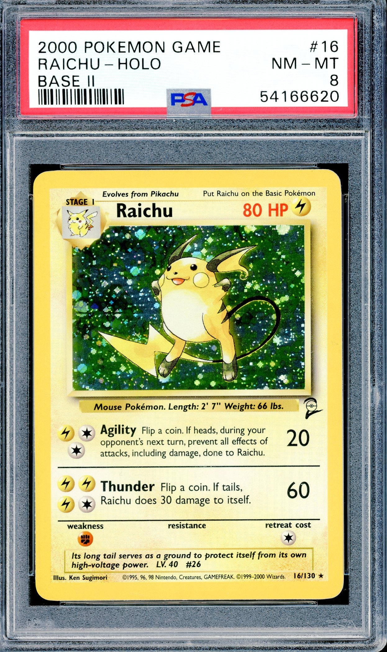 PSA 8 Raichu - Holo (16/130) [Base Set 2]