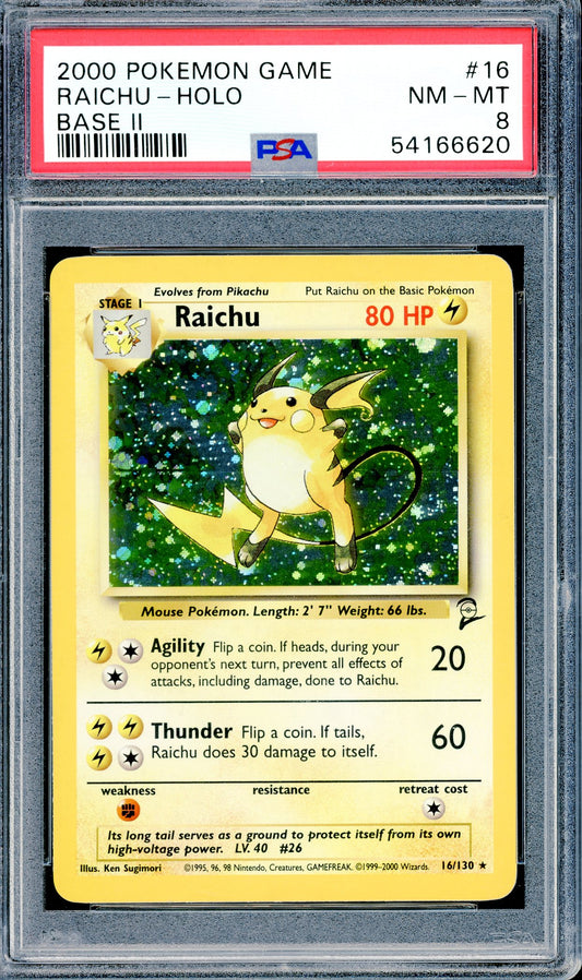 PSA 8 Raichu - Holo (16/130) [Base Set 2]