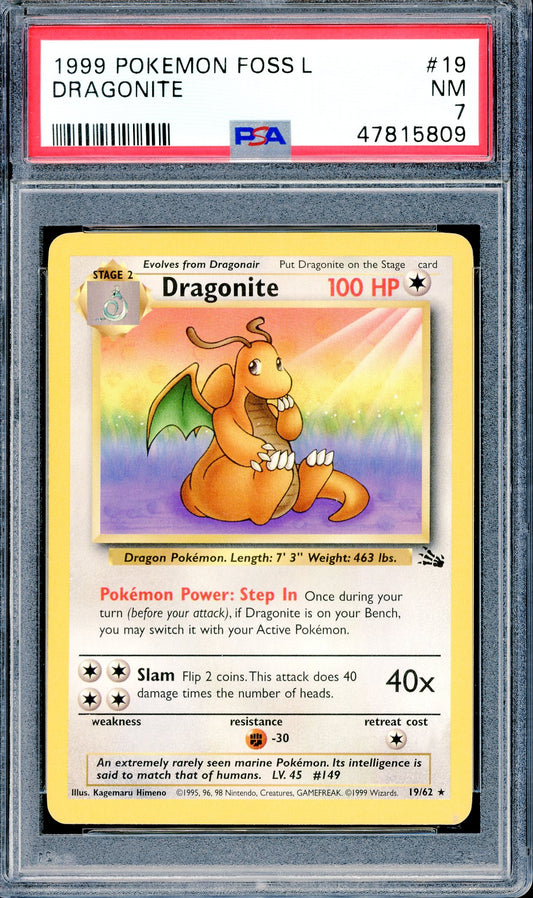 PSA 7 Dragonite (19/62) [Pokemon Fossil]