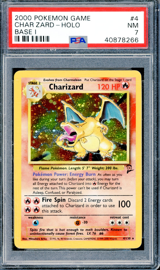 PSA 7 Charizard - Holo (4/130) [Baset Set 2]