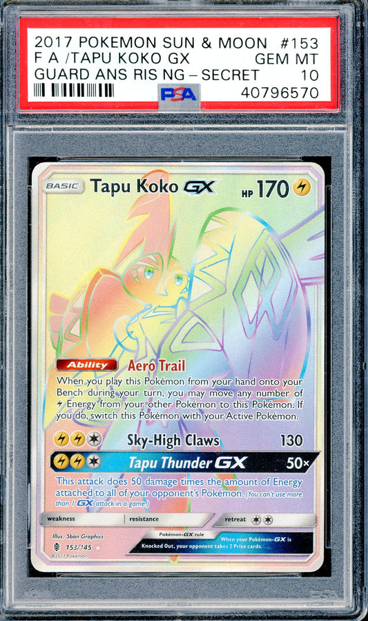 PSA 10 Tapu Koko GX Full Art (153/145) [Guardian Rising]